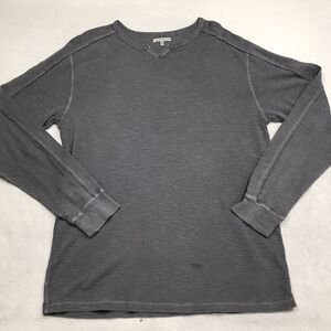 32 BAR BLUES Shirt Men XL Gray Waffle Notch Crew V Neck Base Layer